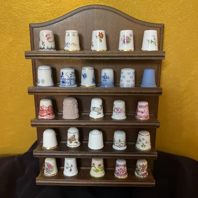 Vintage Porcelain Thimbles Set of 26 Plus Stand 2