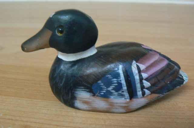 1 Small Hand Painted Stone  Duck Figure