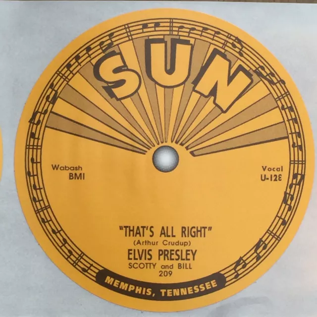 Elvis Presley. Record Label vinyl sticker. That's All Right. Sun Records Memphis