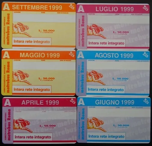 Metrebus Rome" Series Telecom Phone Cards Lot Of 6 New.