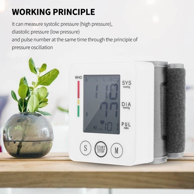 Automatic Wrist Blood Pressure Monitor BP Cuff Gauge LCD Display Hematomanometer