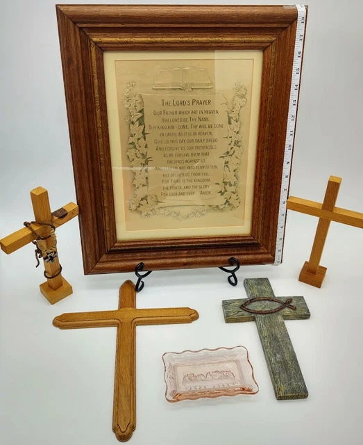 THE LORD'S PRAYER Framed ArtThe Last Supper Pink Pressed Glass Dish