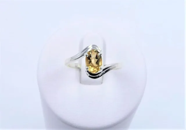 Naturel Citrine Pierre Précieuse Solitaire Femme Bague 925 Bague en Argent