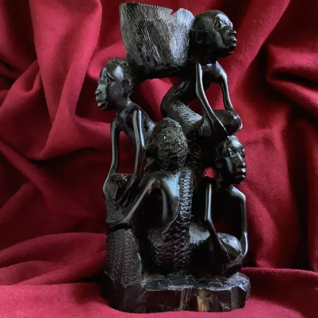 Antique Ebony Wood Africa Tribe People Nude Lady Girl Statue Figurine Sculpture
