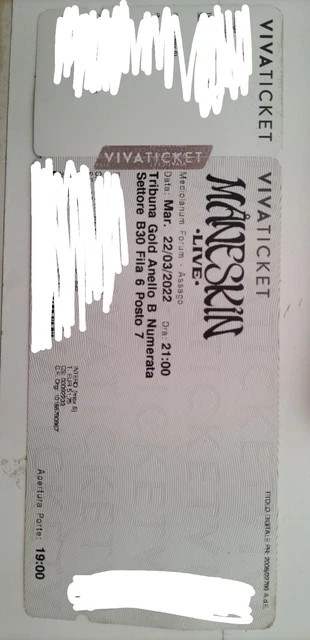 2 Biglietti Concerto Maneskin 3/04/2023, Milano Tribuna Gold