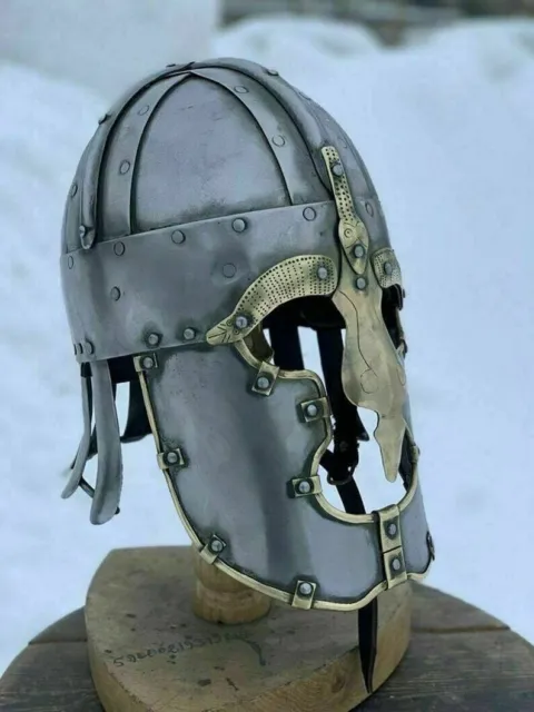 Brass Design Viking Helmet LARP Medieval Early Era Knight Helmet GIFT