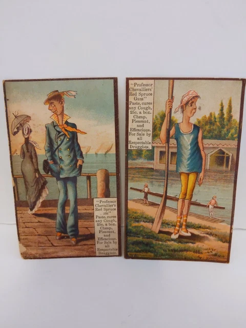 Set of 1880s Professor Chevallier's Red Spruce Gum Paste Victorian Trade Cards