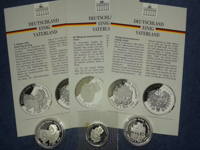 3 Medaille Deutschland Einig Vaterland 999/1000 Silber