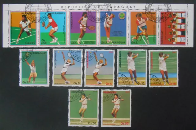 Paraguay 1986, Lot, Tennis, Mi. 3962-3964,4029-4035, Tennisspieler, gestempelt