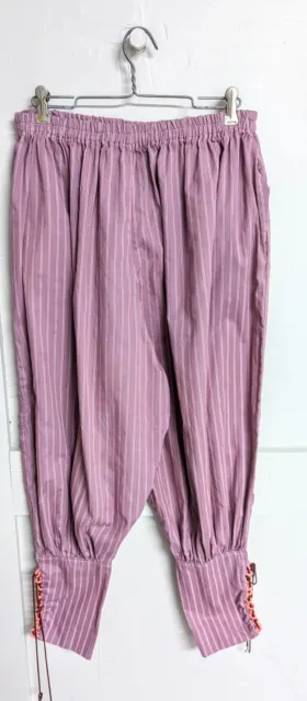 Vintage 1980s Handmade Betsey Purple Striped Clown Corset Leg Easy Pants S/M