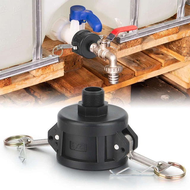 275 330 Gallon IBC Tote Water Tank Drain Adapter 2"Cam Lock for Garden Hose 3/4"
