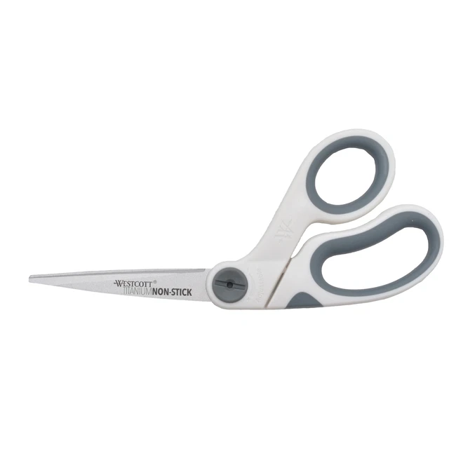 Tijeras dobladas antiadherentes Westcott titanio 8" blancas con acentos grises 16374008