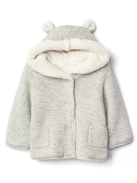 Baby Gap Brannan Bear Sherpa Lined Hooded Sweater Jacket Boys 18-24M Toddler