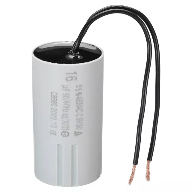 CBB60 16uF Running Capacitor, AC 450V 2 Wires 50/60Hz Cylinder 70x38mm