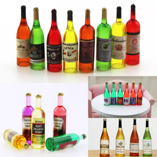 30PC Wine Bottles Bar 1/12 Scale Dollhouse Miniature Accessories Drink Lot