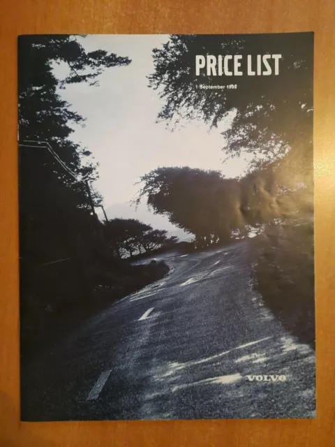 VOLVO UK MARKET Car Price List Brochure as at 1st Sept.1998 - 21 Pages A4 - VGC