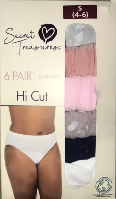 SECRET TREASURES WOMENS Seamless Hi Cut Panties Underwear 6 Pack