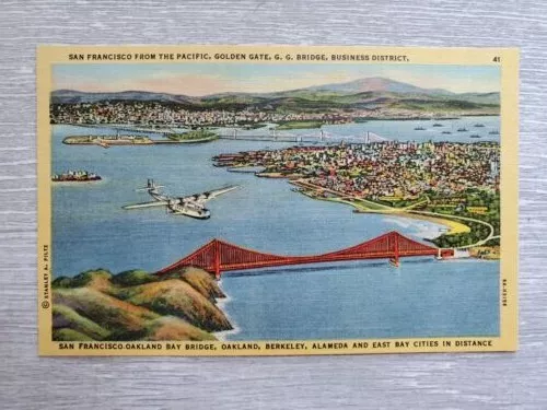 Vintage postcard - San Francisco Bay Bridge, Oakland, Berkeley, Alameda, E. Bay