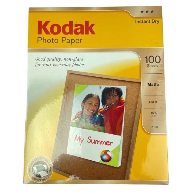 Kodak Photo Paper, 7 mil, 8.5 x 11, Matte White, 100/Pack 8318164