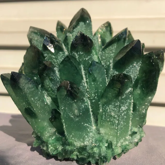 1.84LB  New Find Green Phantom Quartz Crystal Cluster Mineral Specimen Healing