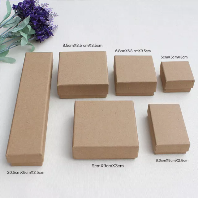 BULK Cardboard Jewelry Gift Boxes Cotton Fill Padding Hard Kraft Paper Gift Box