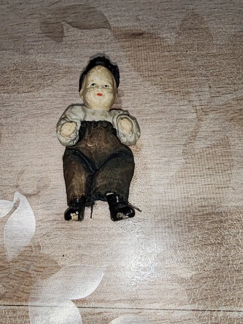 Poupée Mignonnette Ancienne – Tête Biscuit Porcelaine, Corps 12 Cm