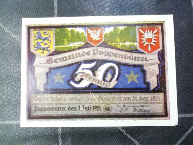 Notgeld, 50 Pfennig, Gemeinde Poppenbüttel, 1921, unc.