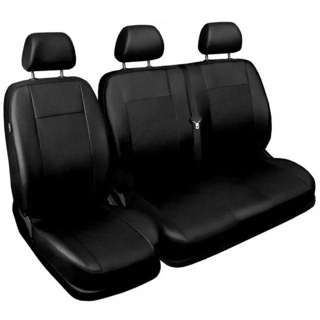 Van seat covers fit Peugeot Partner Van black  ECO LEATHER