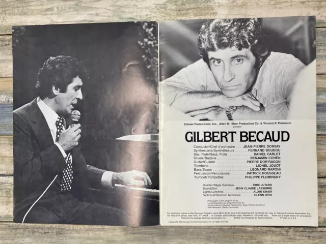 Gilbert Becaud  Souvenir Program   Programme  1985 Rare Vintage Magazine 2