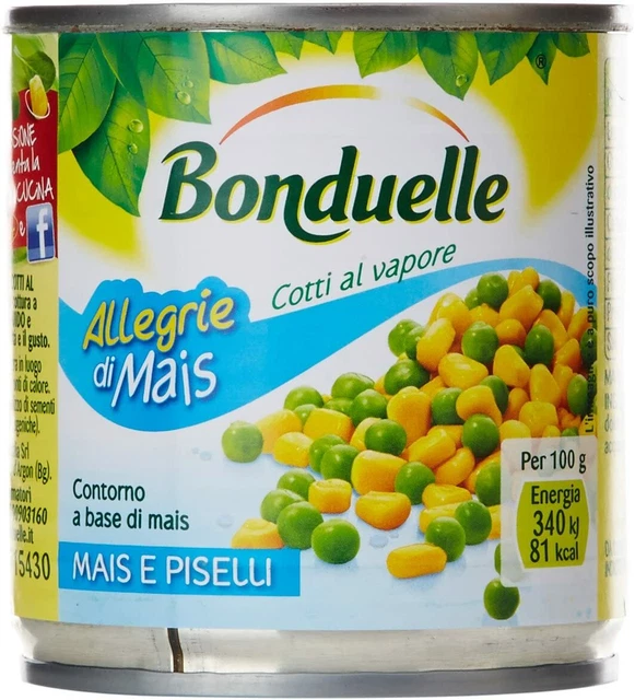 Bonduelle Mais e Piselli Cotti al Vapore, 3 x 170g
