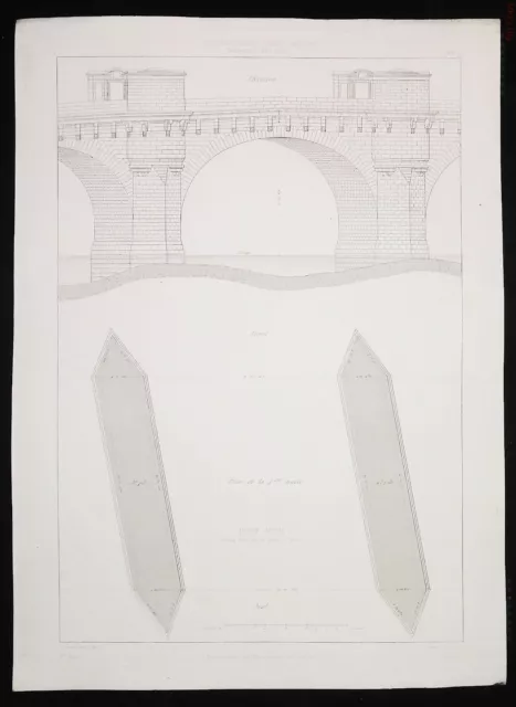 Gravure d'Architecture Pont Neuf à Paris Plan de la 4 eme travée (9)