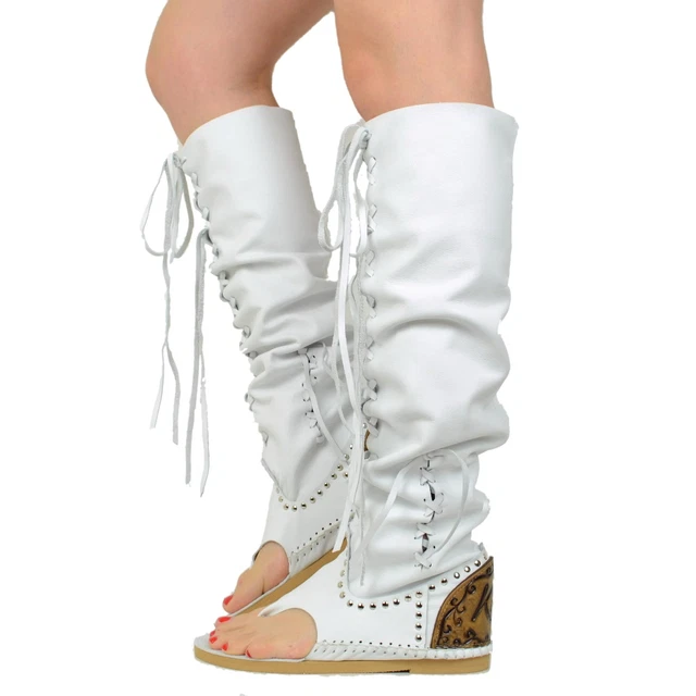 STIVALI INDIANINI DONNA Infradito Bianchi con Lacci Made in Italy EUR 224 99 PicClick IT