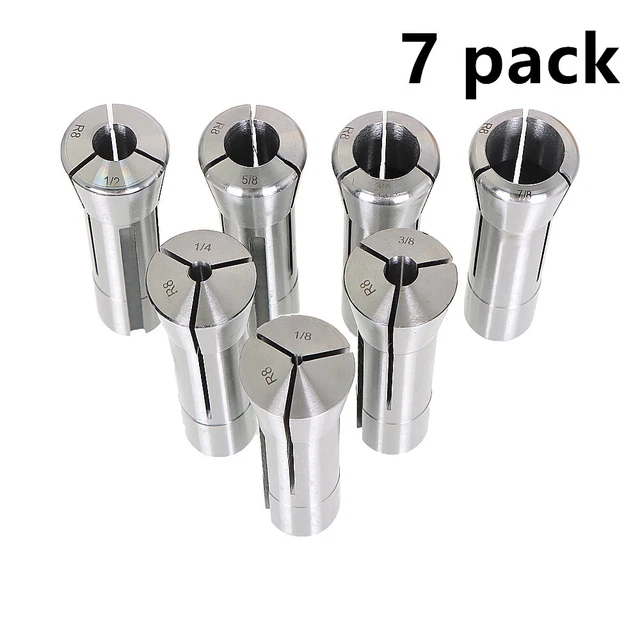 High Quality 1/8"-7/8" R8 Spring Collet Set Fractional For Bridgeport 7 Pack New