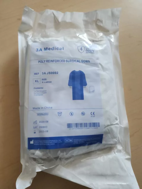 40 PK ~3A Medical Poly Reinforced Surgical Gown ~Level 4 Disposable