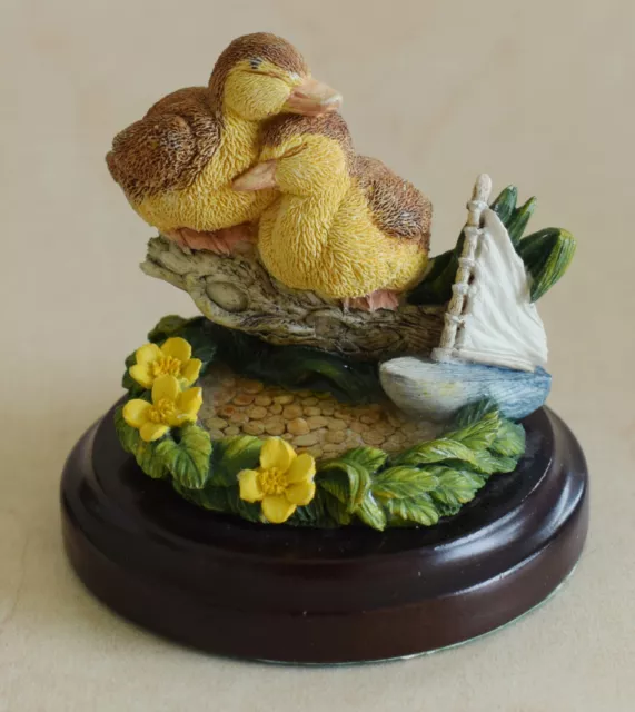 Country Artists England Ducklings With Boat Bird Ornament On Plinth Langford