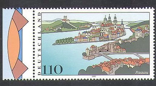 Germany 2000 Passau/Rivers/Bridges/Buildings/Architecture/transport 1v (n37118)