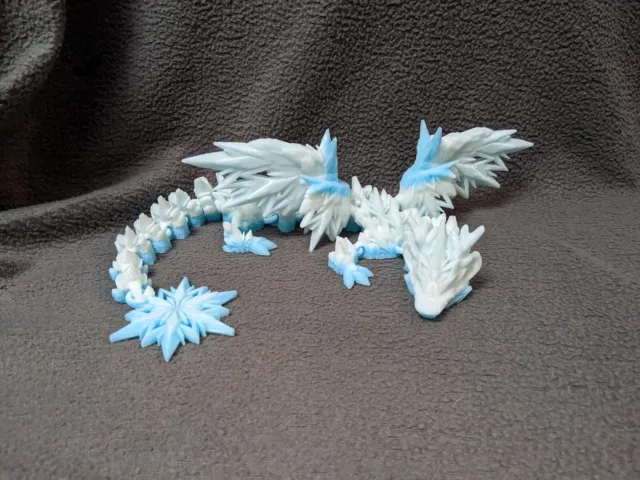 Winter winged dragon, articulated dragon, cinderwing3d dungeons and dragons