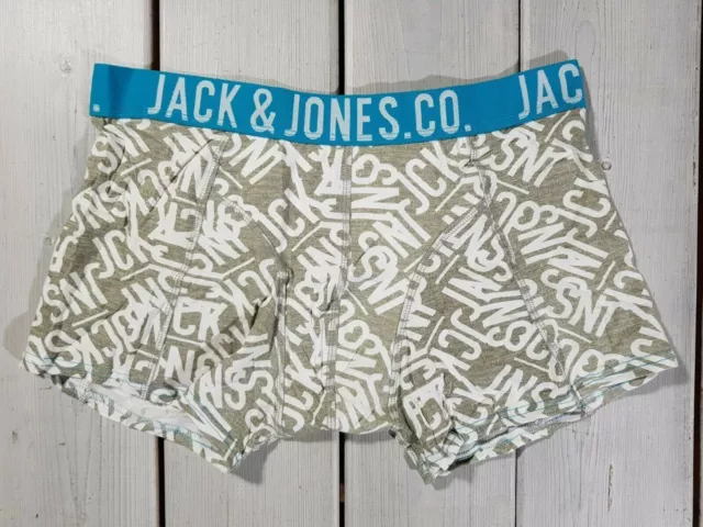 Nuovo intimo da uomo Jack&Jones taglia XXL Shock Trunks grigio bianco blu