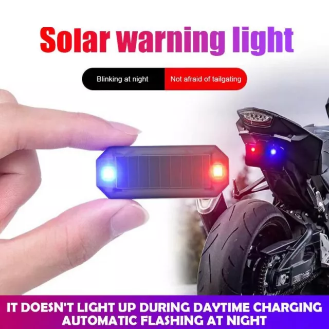 Solar LED Warning Lights Built-In Adhesive Bicycle Warning Lights Flashing Red_w