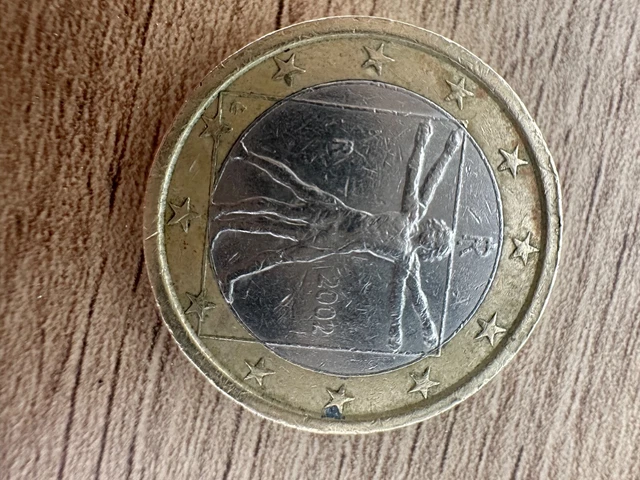 PIÈCE 1 EURO italienne Rare de Léonard de Vinci 2002 EUR 250,00