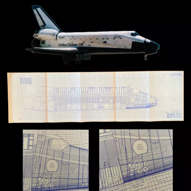 RARE! 1981 NASA Columbia Challenger Space Shuttle Program Schematic Blueprint