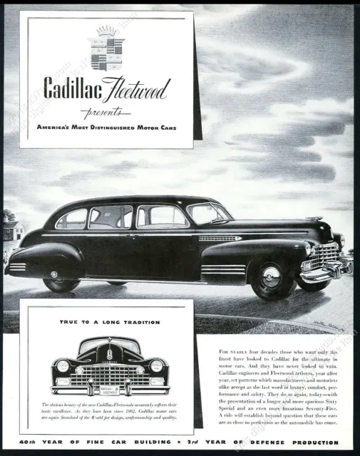 1942 Cadillac Fleetwood car Walter Richards art vintage print ad
