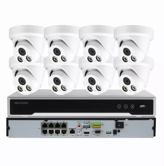 Hikvision OEM 8CH 8PoE 4K NVR 8mp Security IP Camera CCTV System Kit Outside Lot