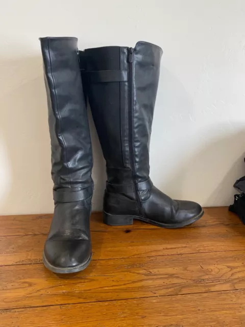 Torrid Black Faux Leather Wide Calf Heeled Boots Women Size 12