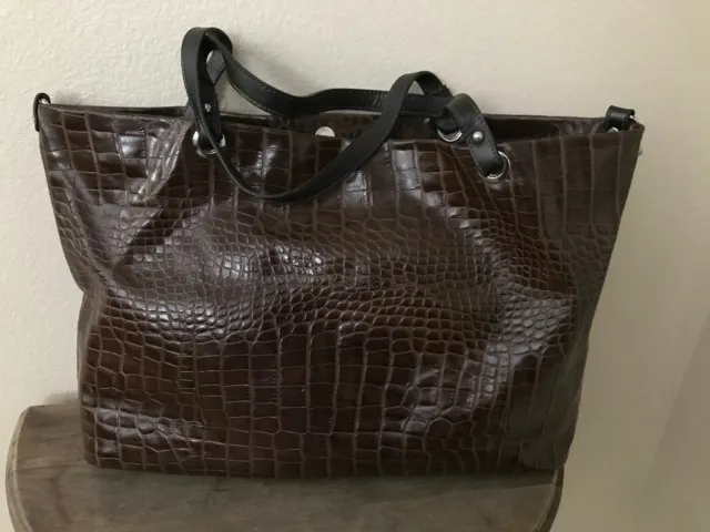 Fiore Made in Italy Handbag Tote Embossed Croc X-Large NWt Gorgeous 4