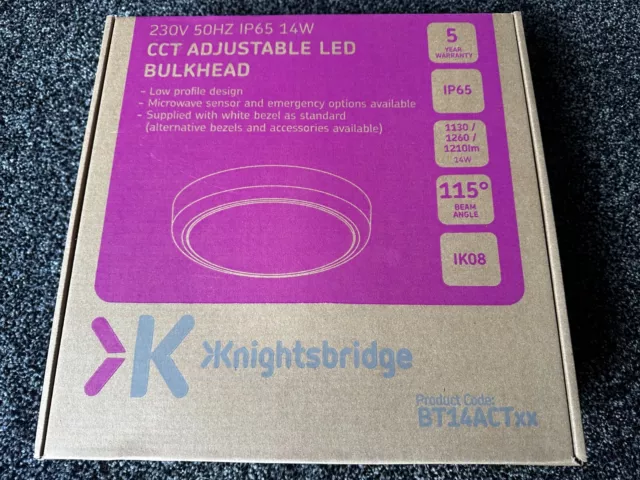 Knightsbridge BT14ACTxx IP65 CCT Adjustable LED Bulkhead LED Light