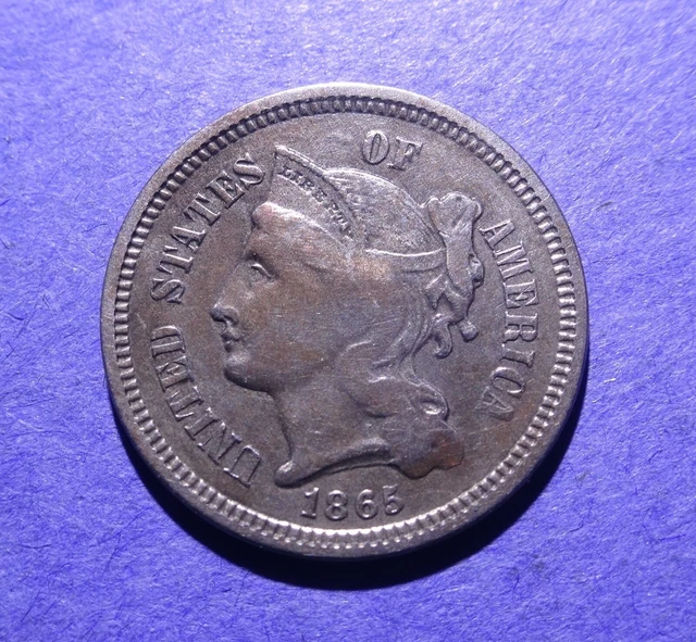 1865 Three Cent Nickel XF