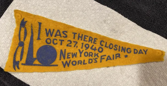 1939-40 New York Worlds Fair Rare Last Day Pennant October 27 1940