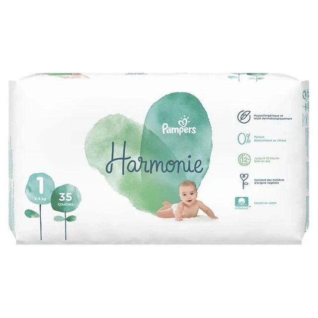 LOT DE 4 - PAMPERS - Harmonie taille 1 (2-5 kg) Couches Bébé - paquet de 35 couc