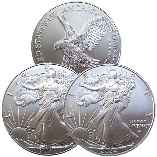 Silbermünzen American Eagle 2023 und 2024 Doppelpack  2x 1oz Silber Ag